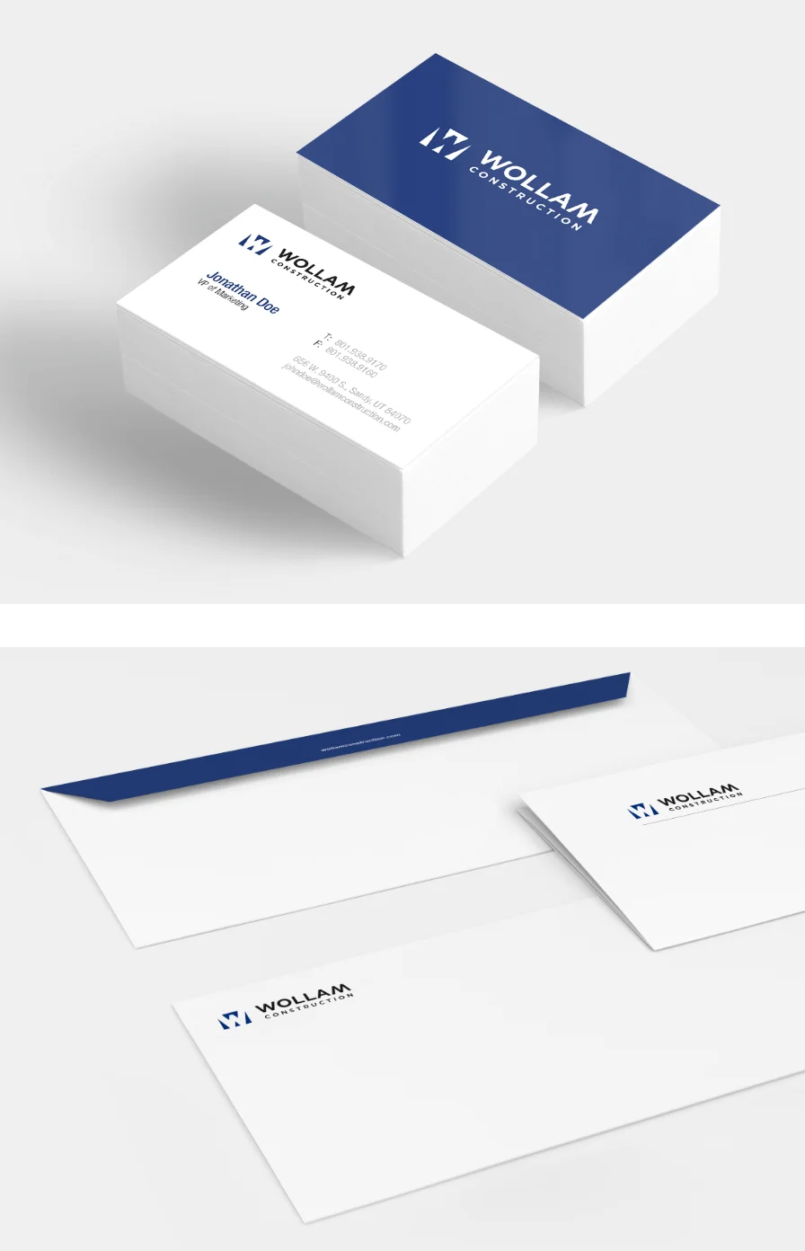 Wollam Construction Business Cards And Mailing Design