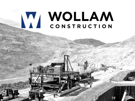 Wollam Construction Logo With Construction Site Background