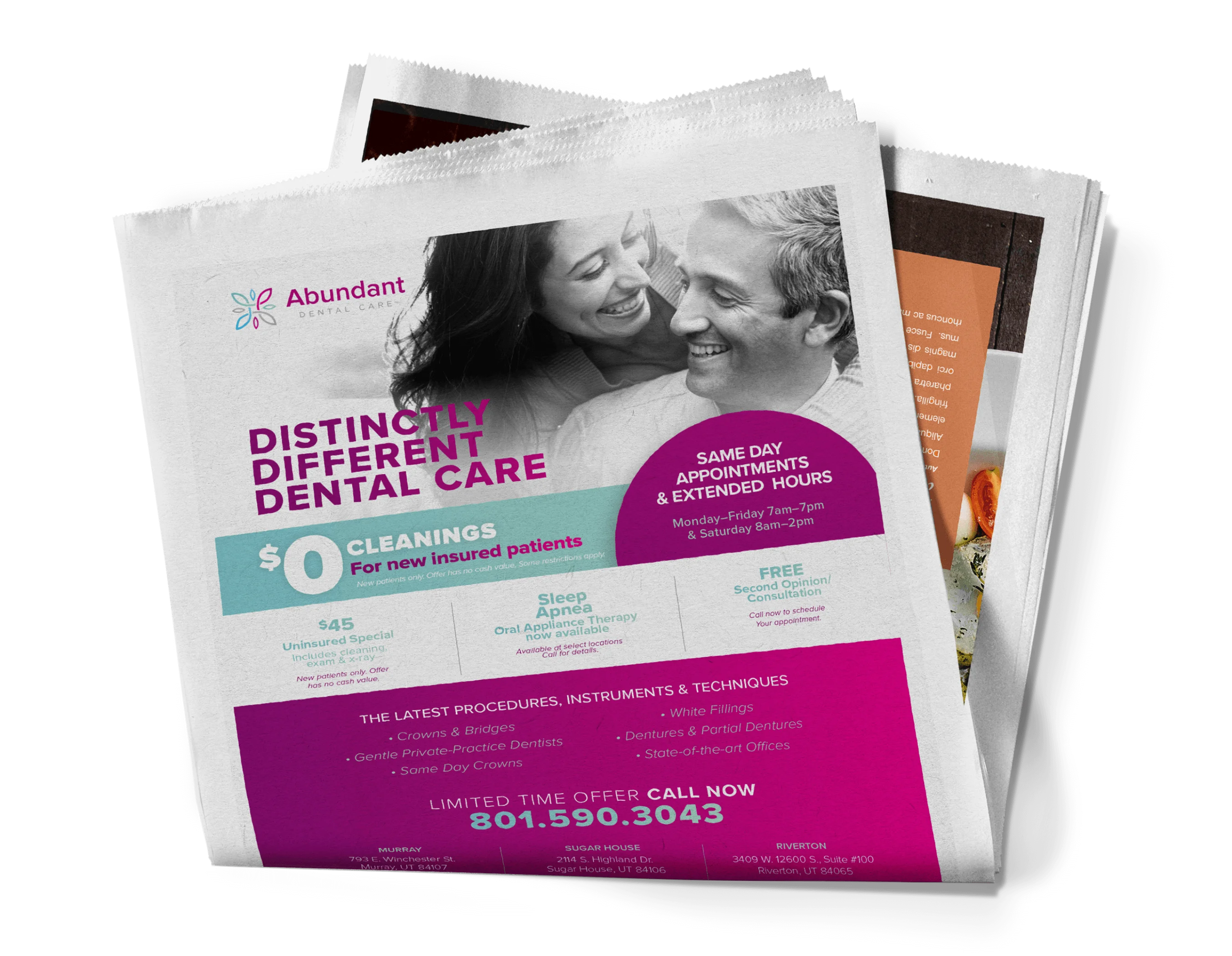 Abundant Dental Newspaper Ad Design
