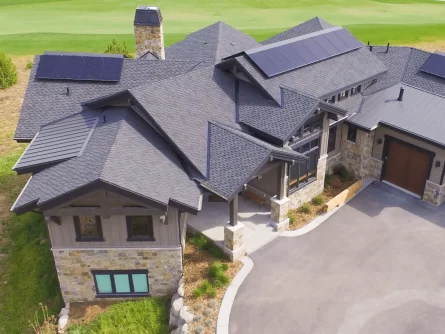 Overhead View Of A Beautiful Home With Auric Solar Panels Installed