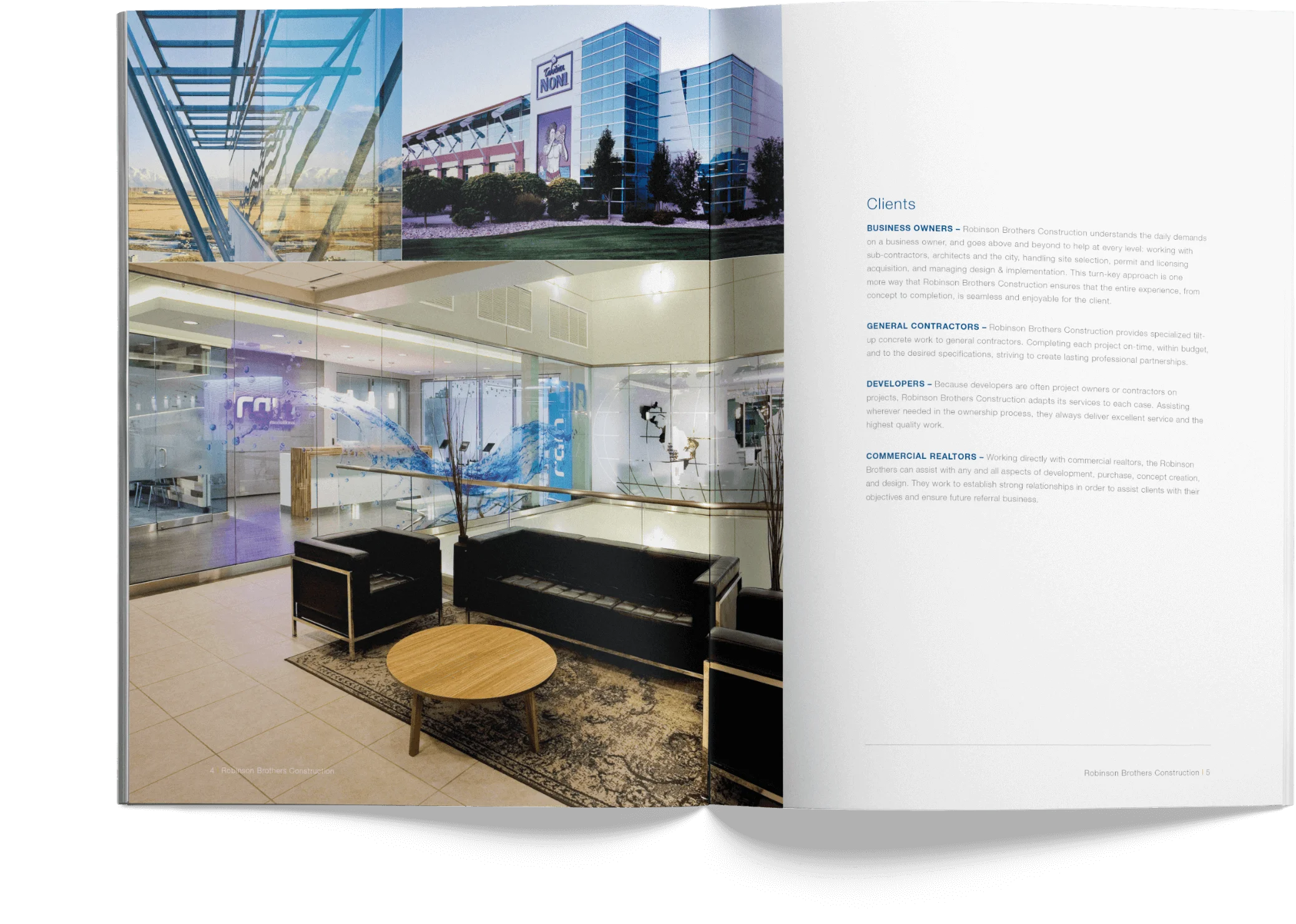 Robinson Brothers Brochure Clients Page