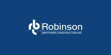 Robinson Brothers Logo In White On A Dark Blue Background