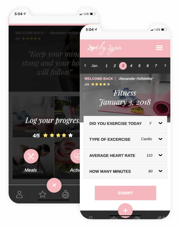 Love By Lynn Web App Screens