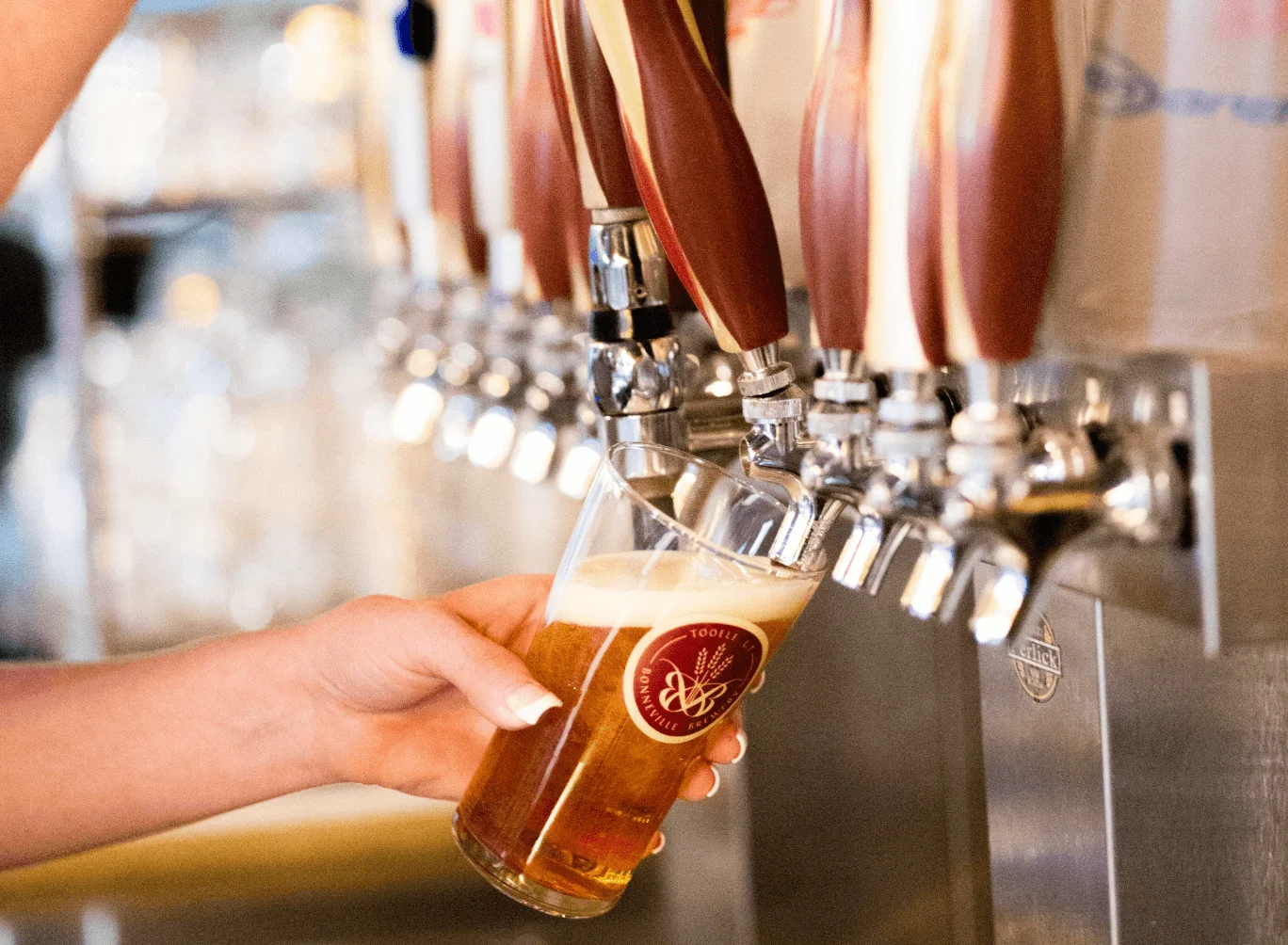 Bonneville Brewery Beer Being Poured From Tap