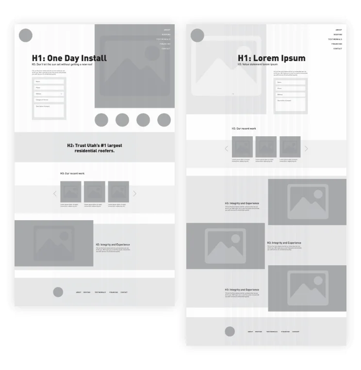 IWC Roofing Website Mockups