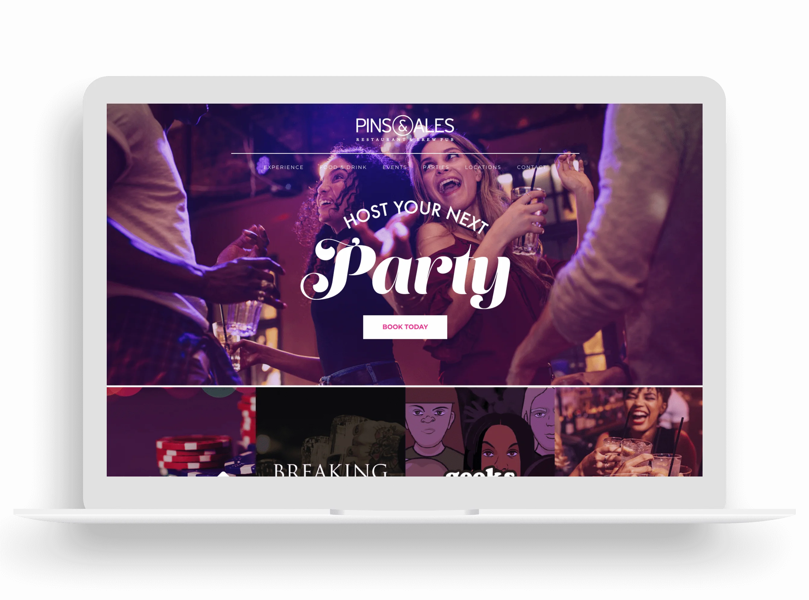 Pins And Ales Website Displayed On Laptop