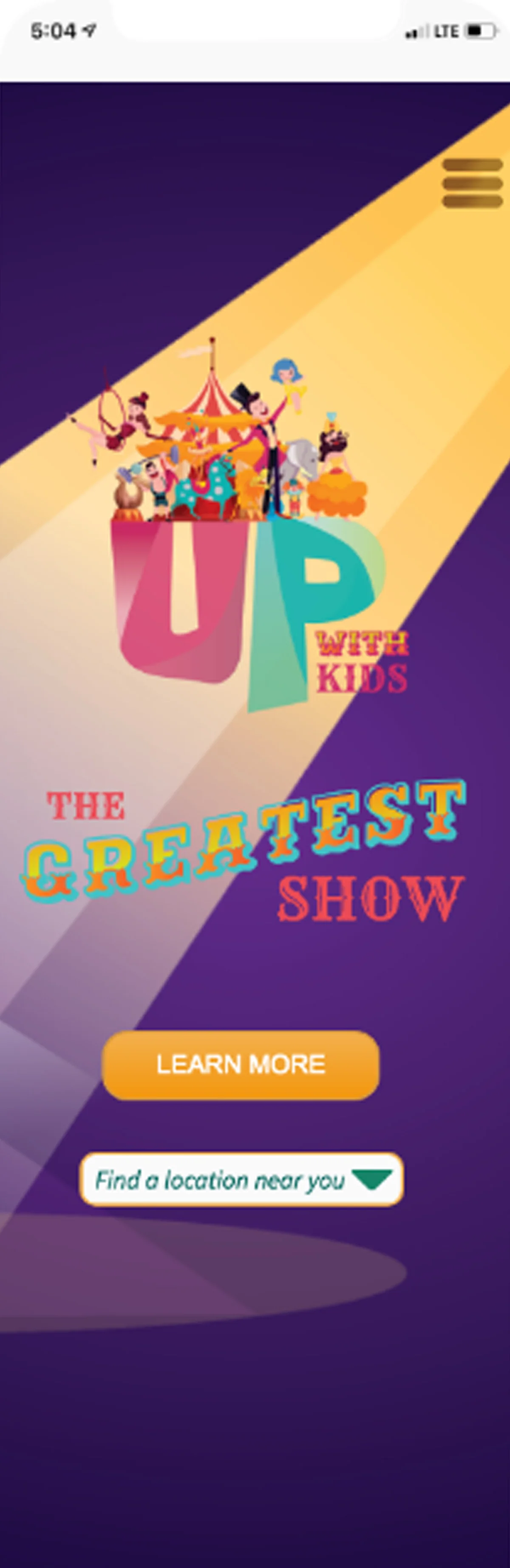 Up With Kids The Greatest Show Mobile Design
