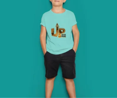 Up With Kids Turquoise Shirt Design
