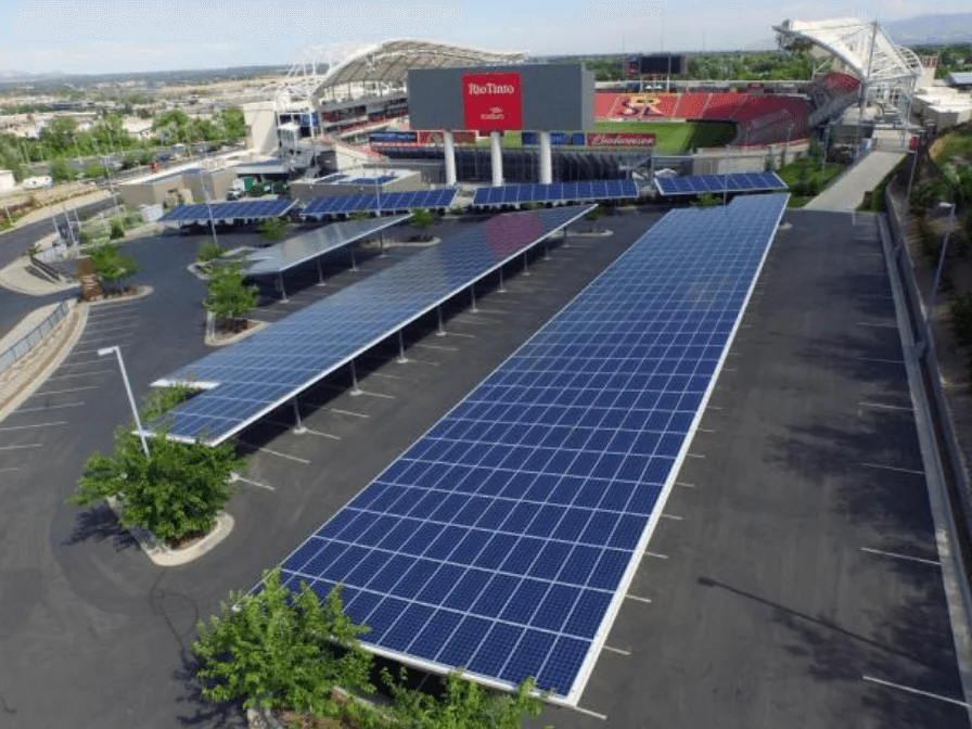 Stadium Parking Lot With Auric Solar Panels