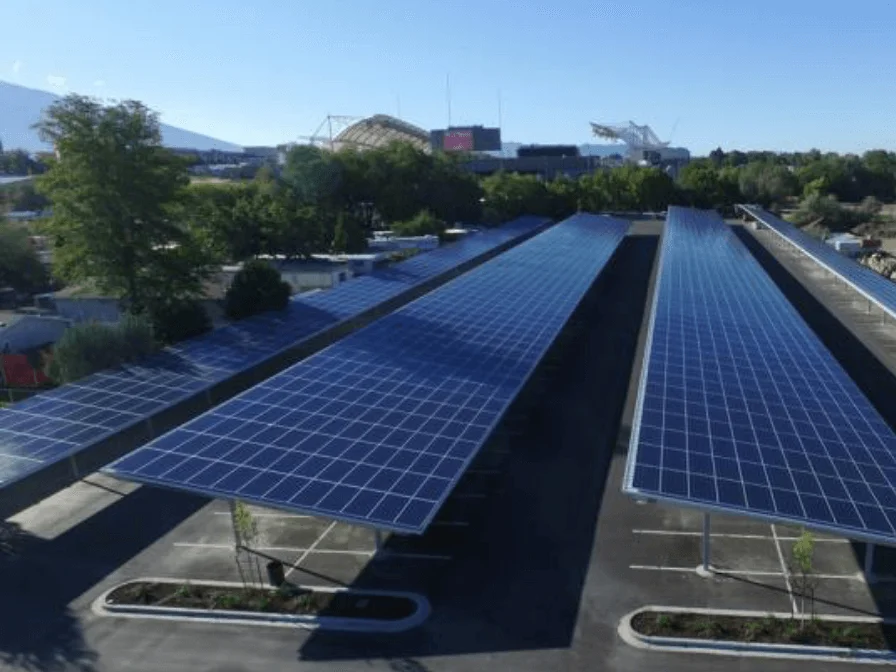 Stadium Parking Lot With Auric Solar Panels