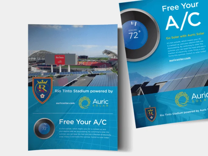 Rio Tinto Stadium Flyers With Auric Solar Branding