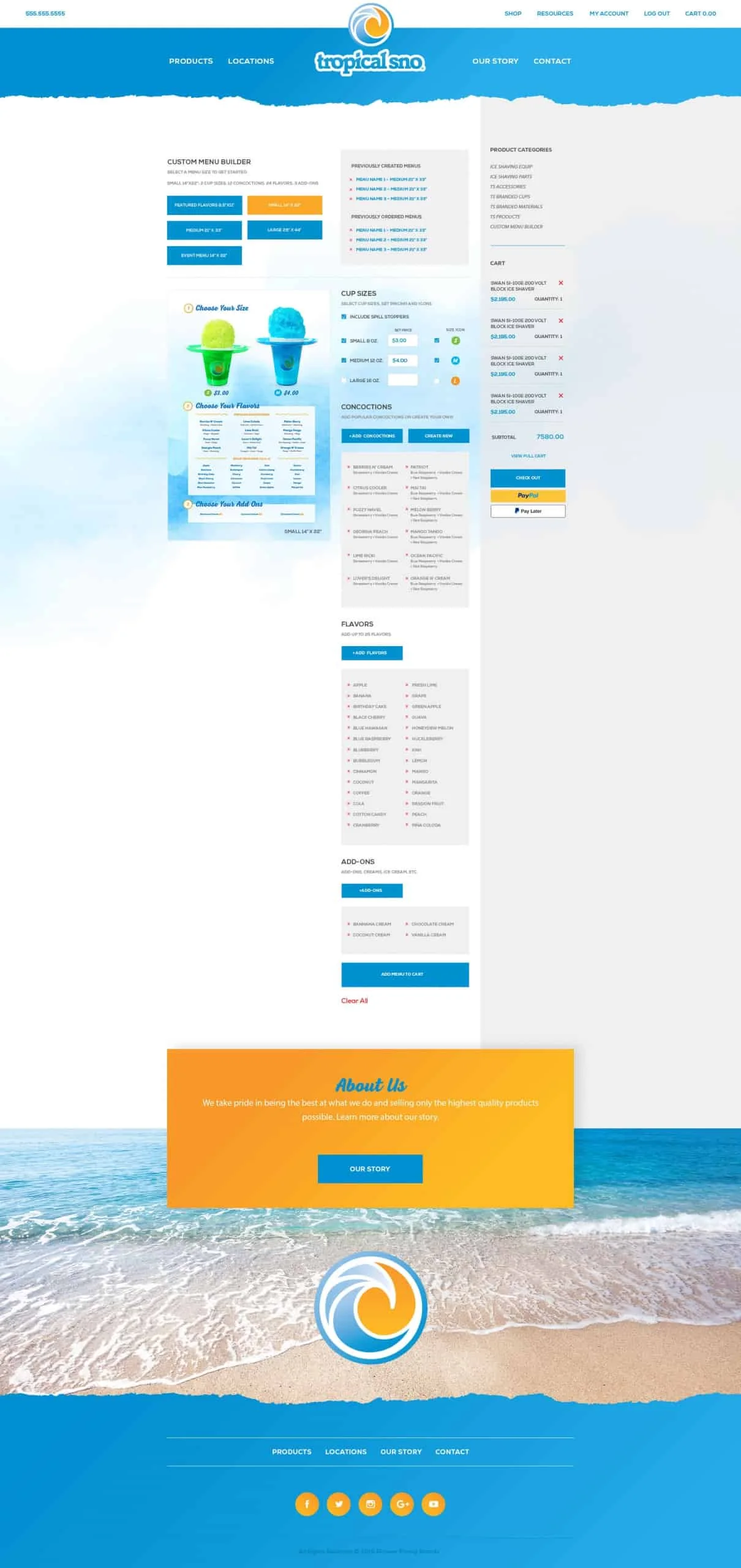 Tropical Sno Menu Configurator