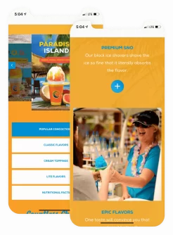 Tropical Sno Webpage Mobile Screens