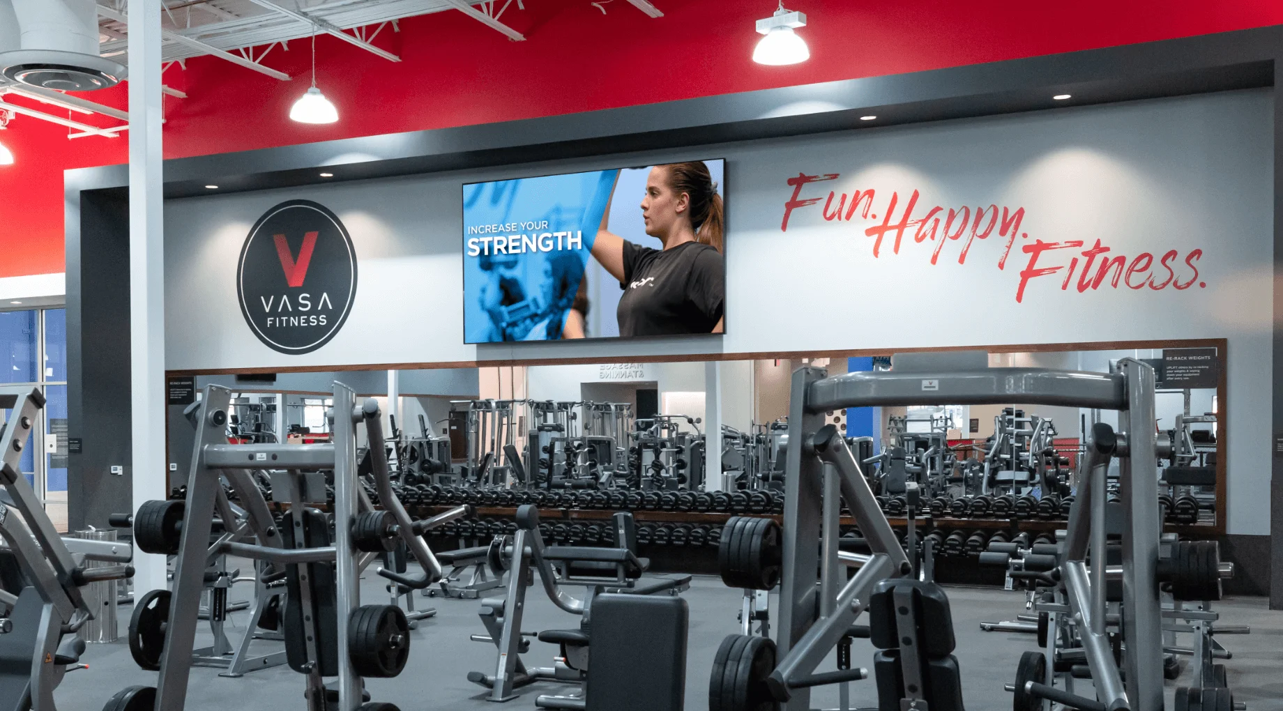 VASA Workout Area With Television Mounted On Wall