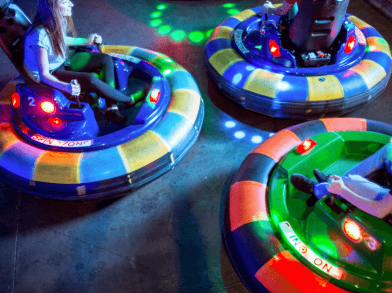 All Star Guests Riding In Bumper Cars