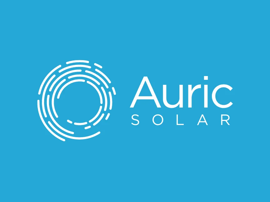 Auric Solar Logo On Blue Background