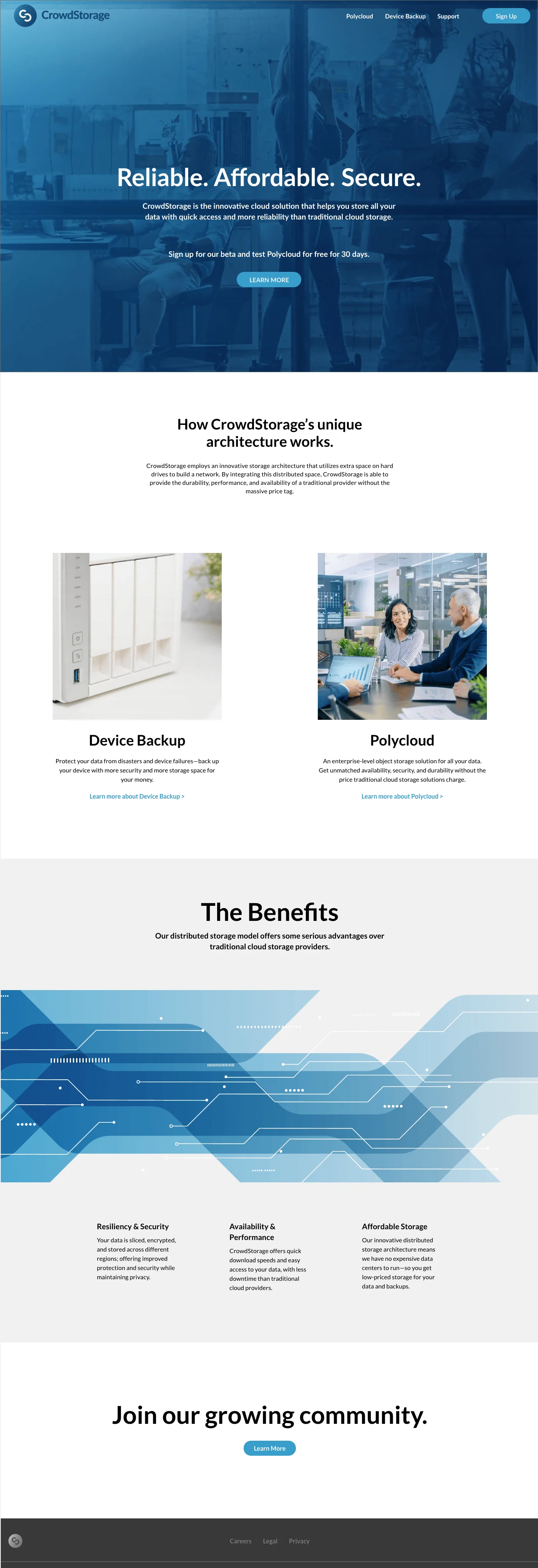 CrowdStorage Webpage