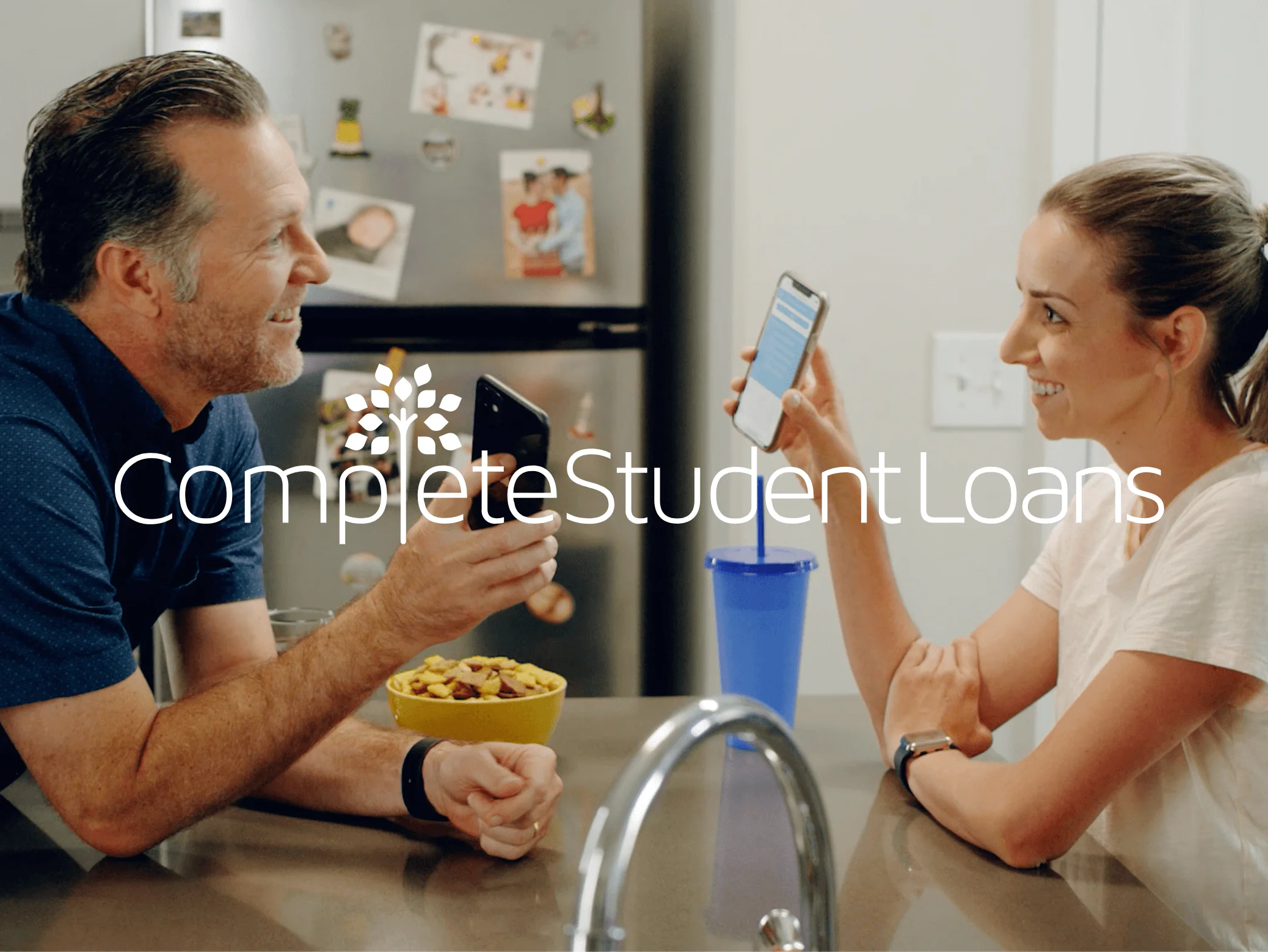Commercial Of Daughter Showing Her Father The Complete Student Loans Website On Her Cellphone