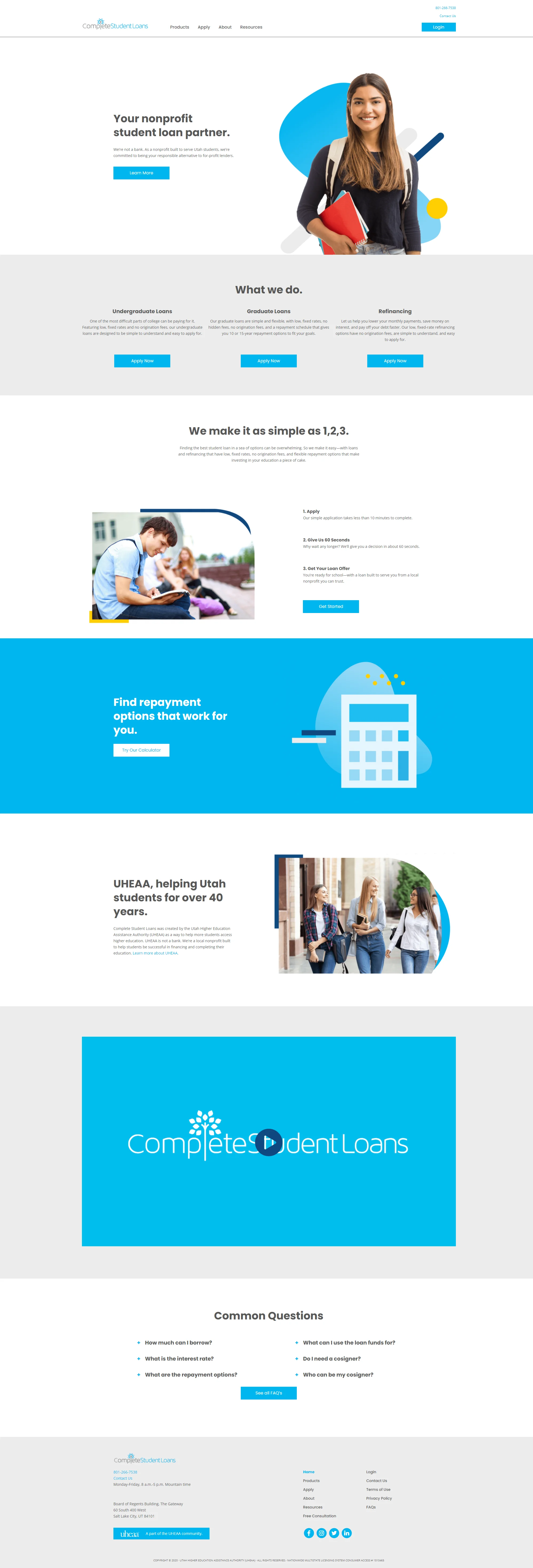 Complete Student Loans Homepage Design