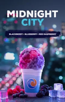 Tropical Sno Midnight City Flavor With Cityscape Background