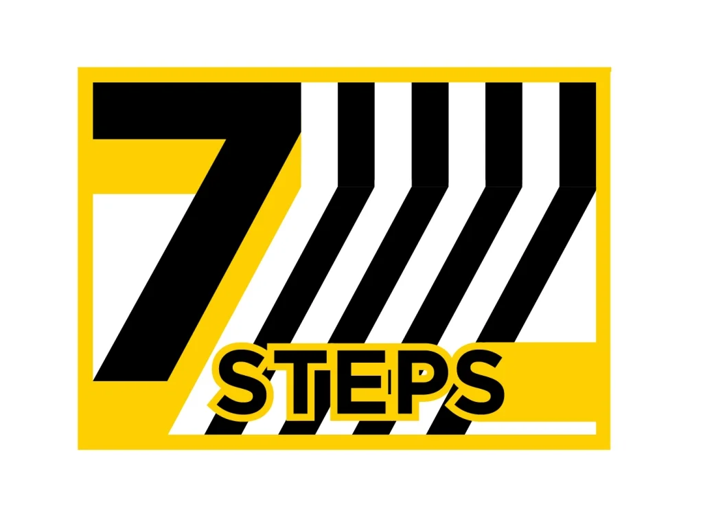 7 steps text graphic